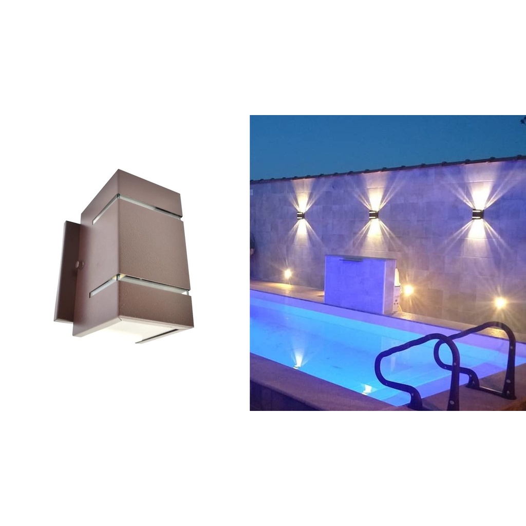 Arandela Luminária De Parede Muro Piscina Garagem Quintal - Marrom