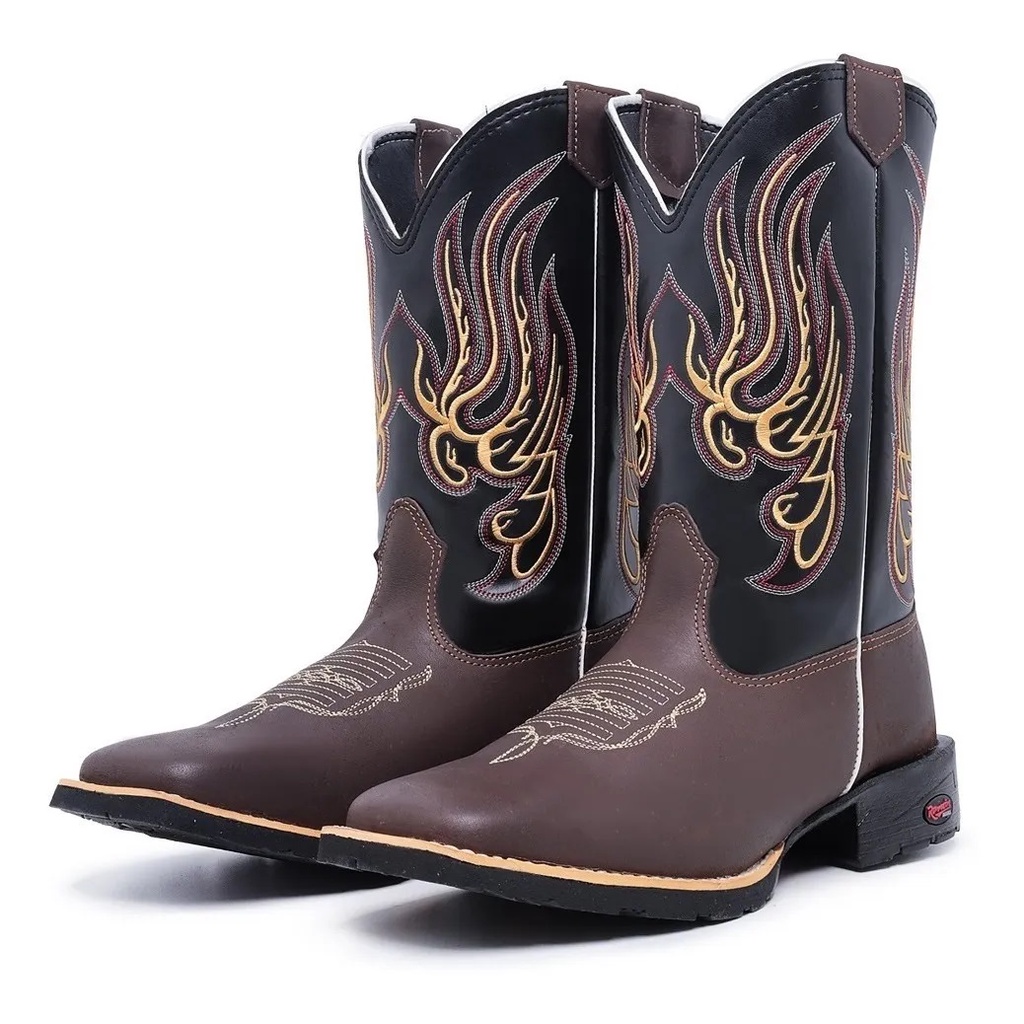 Bota Botina Masculina Country Texana Lisa Bico Quadrada Festa ...