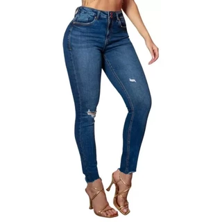 Calça Cigarrete Feminina Jeans Lycra Escura Original Pit Bull