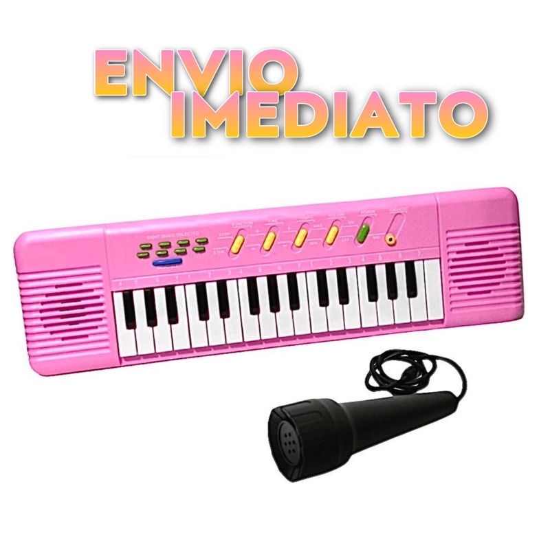 Piano Infantil Rosa Menina Musical Microfone Teclado em Promoção