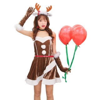Novo Café Natal Adorável Rena Traje Festa De Dança Cosplay
