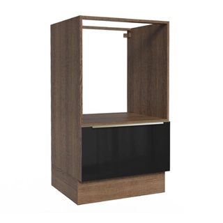 Balcão para Forno e Micro-Ondas Madesa Lux 60 cm 1 Porta (Sem Tampo) - Rustic/Preto