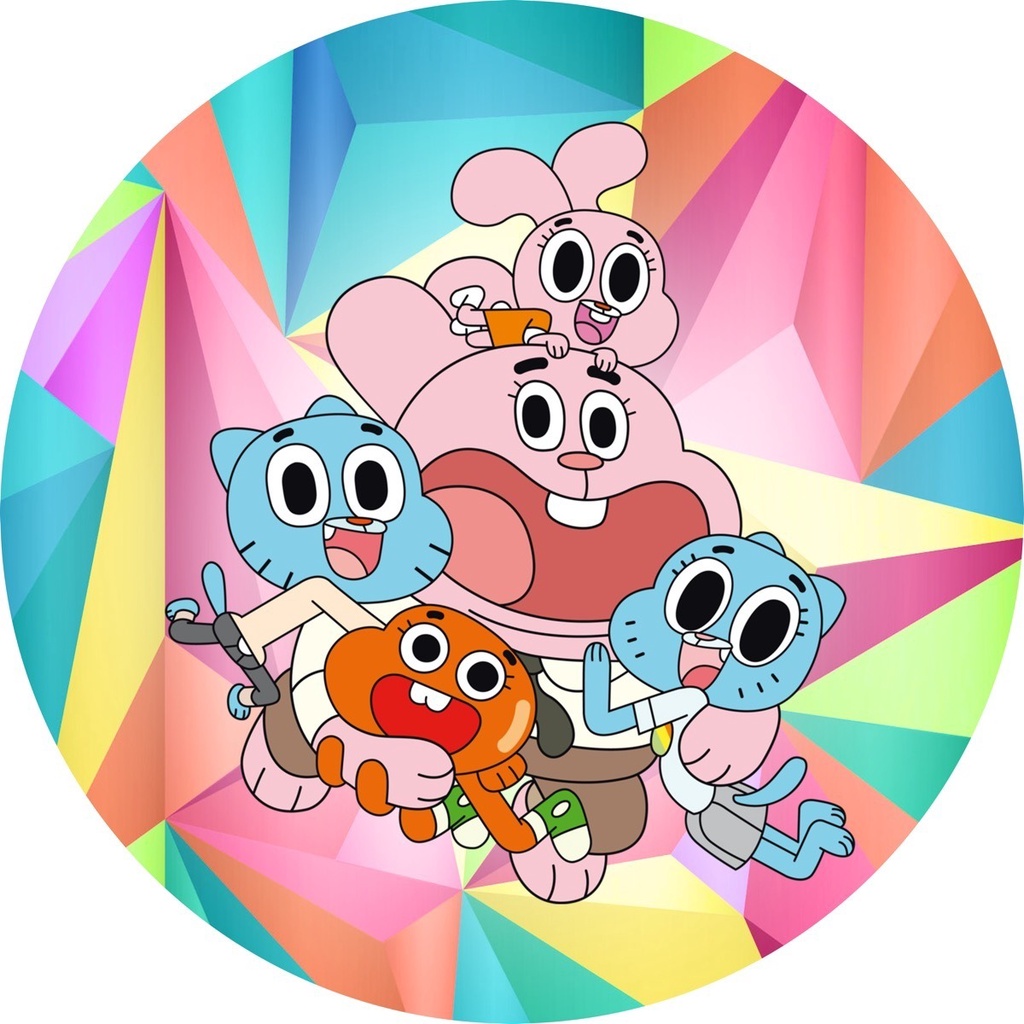 Painel de Festa Tema Mundo de Gumball Redondo em Tecido Veste Fácil |  Shopee Brasil