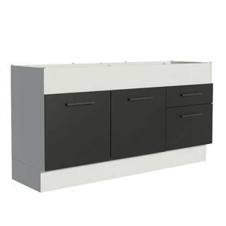 Balcão de Pia Cozinha 150 cm 2 Portas e 2 Gavetas (Sem Tampo e Pia) Branco/Preto Agata Madesa em Oferta na Shopee