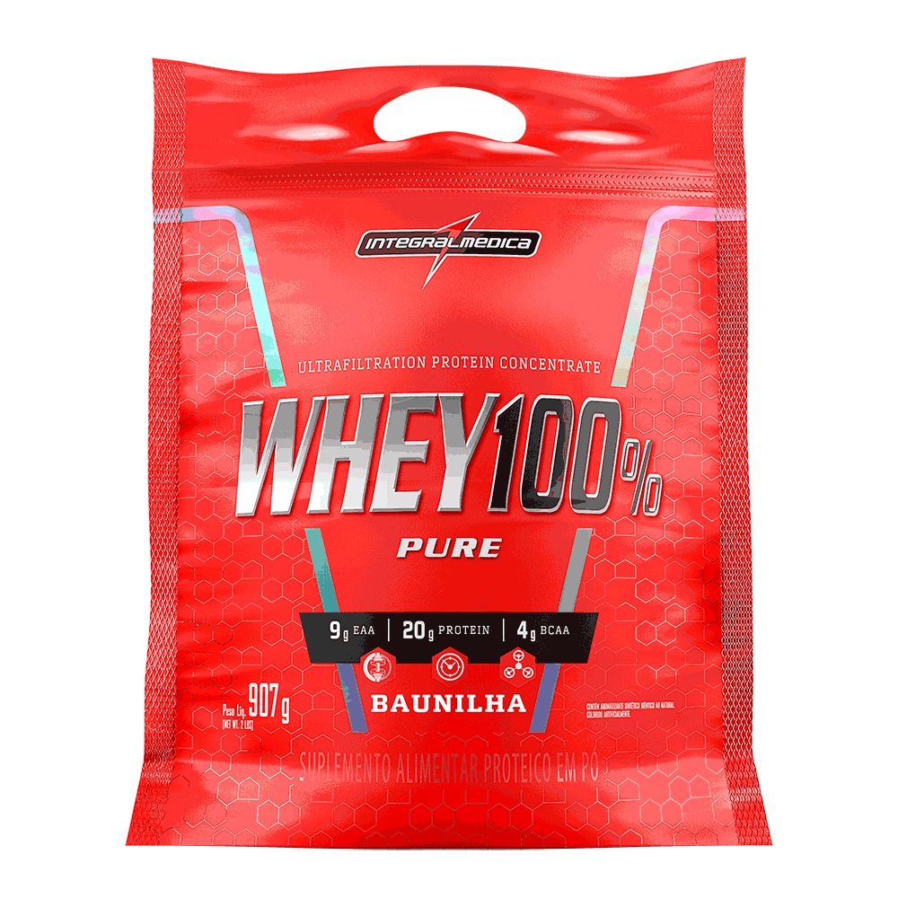 Whey Concentrado Integralmédica 100% Pure – 907g Baunilha Natural Refil