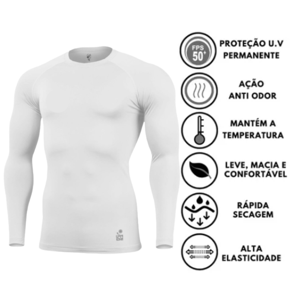 Blusa Térmica Masculina Branca Camiseta Feminina Proteção Uv Fator 50+ Unissex