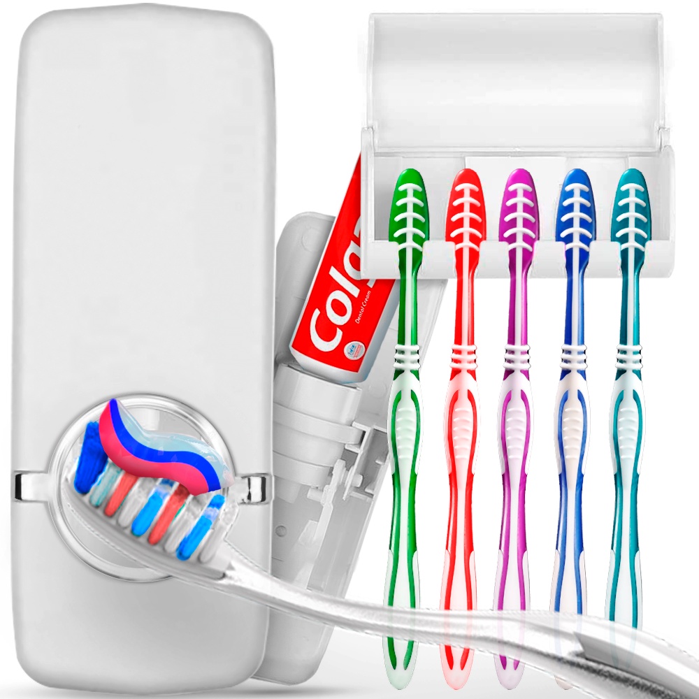 Dispenser de Creme Dental Pasta de Dente Suporte Escova Dente COR