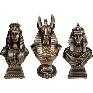 Estatueta Anubis Faraó Cleópatra - Egito - Kit com 3 Peças