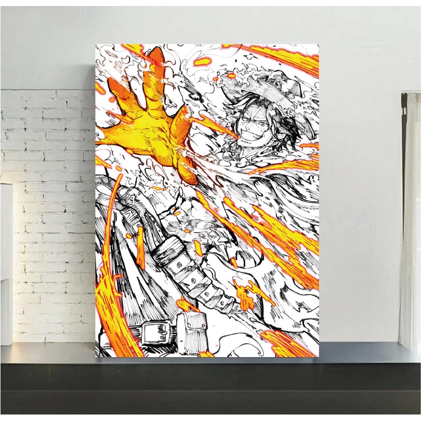 Quadro de mdf poster moldura Anime, Mangá, One piece, Ace