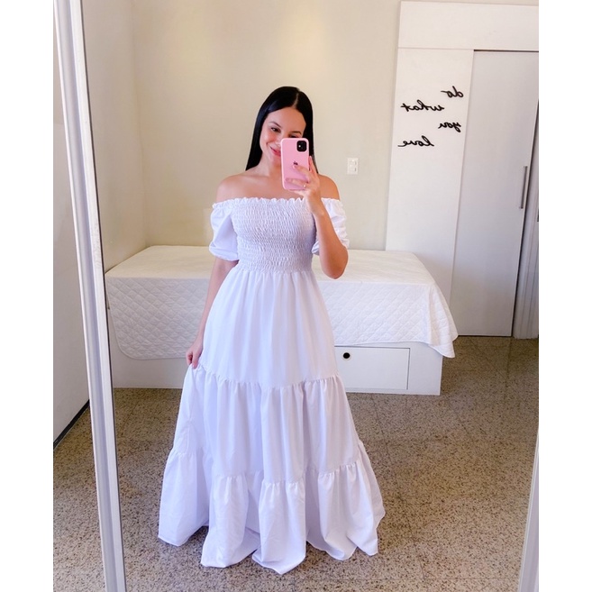 Hot vestido branco longo de praia Flash Sales Black Friday - Main Image
