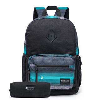 Kit Mochila Espaçosa Escolar Trabalho Moda Casual Feminina Masculina + Estojo Hang Loose Bali Original Reforçado