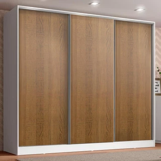 Guarda Roupa Infantil 100% MDF Madesa Logan 3 Portas de Correr - Branco/Rustic em Oferta na Shopee