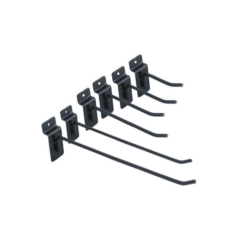 Kit 150 un. de ganchos de 15 cm. para painel canaletado preto