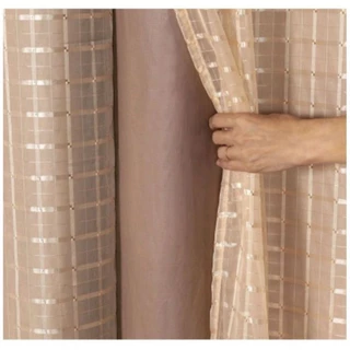 Cortina Blackout PVC Com Tecido voil xadrez 1 parte 1,40 × 1,80 PROMOÇÃO INPERDIVEL