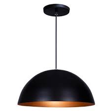pendente luminária meia lua 30cm preto/cobre com cabo pp de 2 metros