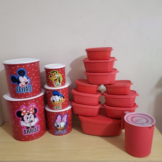 Kit Mantimentos turma do Mickey + Kit c/10 potes e Jarra
