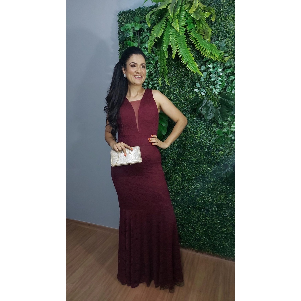 Vestido sereia best sale madrinha marsala