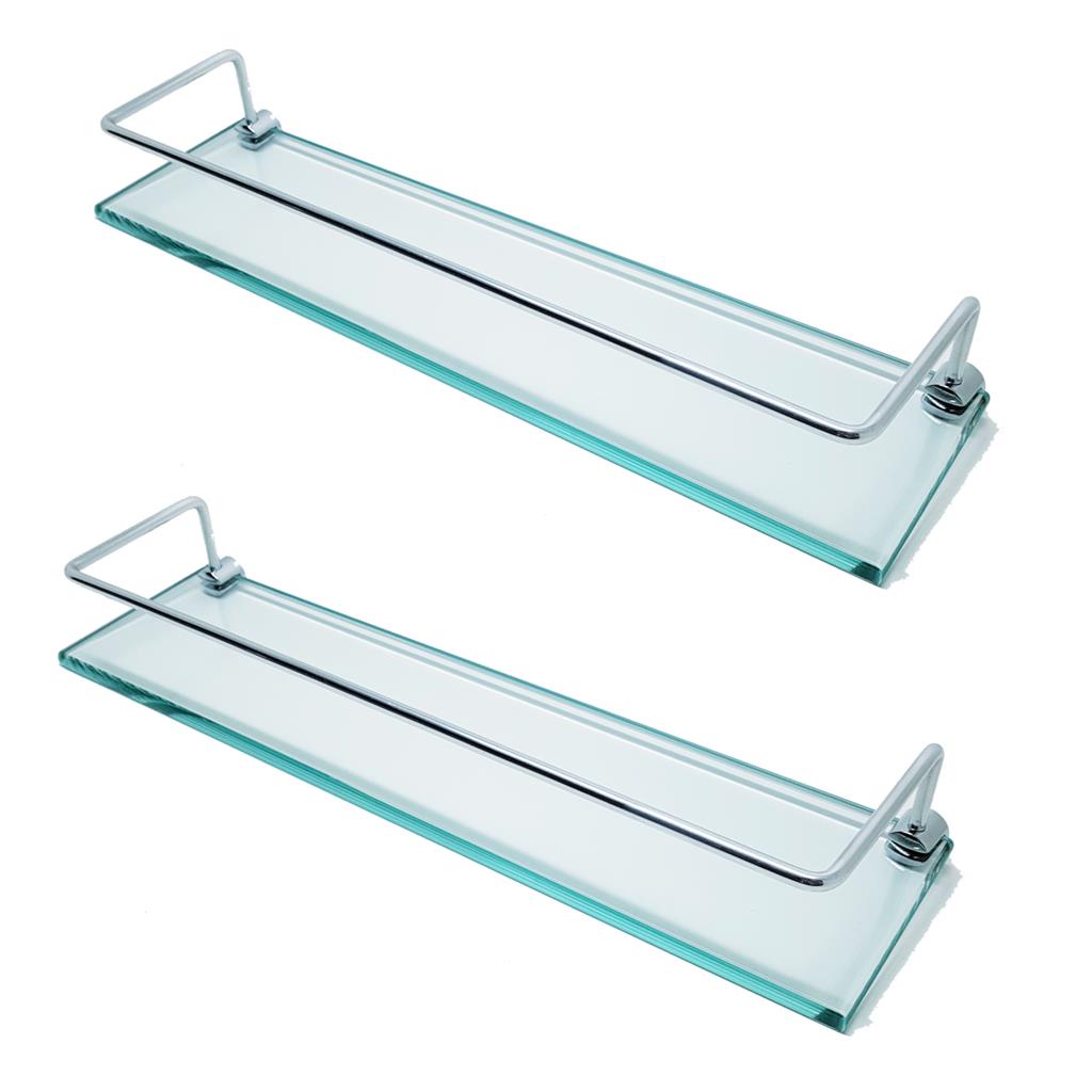2 Porta Shampoos 50 cm Em Vidro Incolor