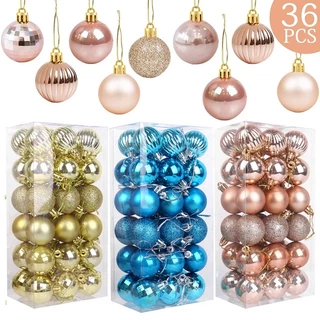 36pcs/box Árvore De Natal Propaganda Bola Ornamento Pingente Colorida Festa De Ano Novo Plástico Decoração De Pendurar Casa