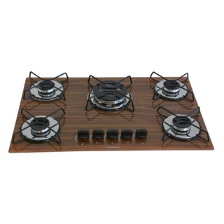 Fogão Cooktop Classic Gás 5 Bocas Tripla Chama 127v/220v Amadeirado
