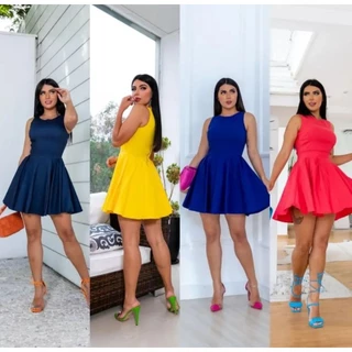 Vestido Princesa Feminino Regata Curto Rodado Boneca de Alça