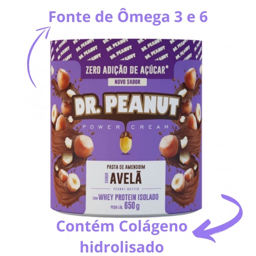 Pasta de Amendoim com whey protein 650g Avelã – Dr Peanut
