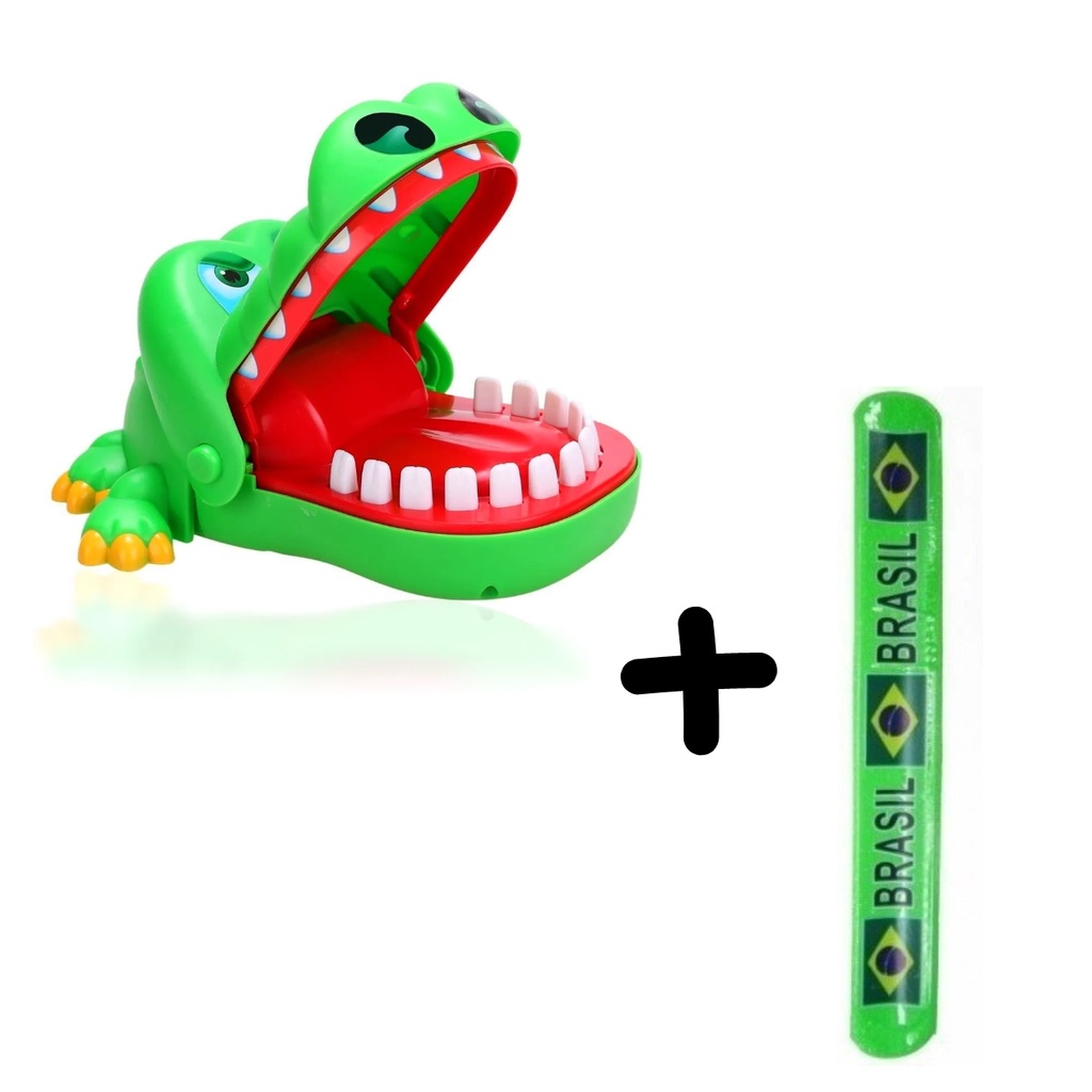 Jogo Crocodilo Morde Dedo Bocão e Olhão Dente Brinquedo Infantil Dentista