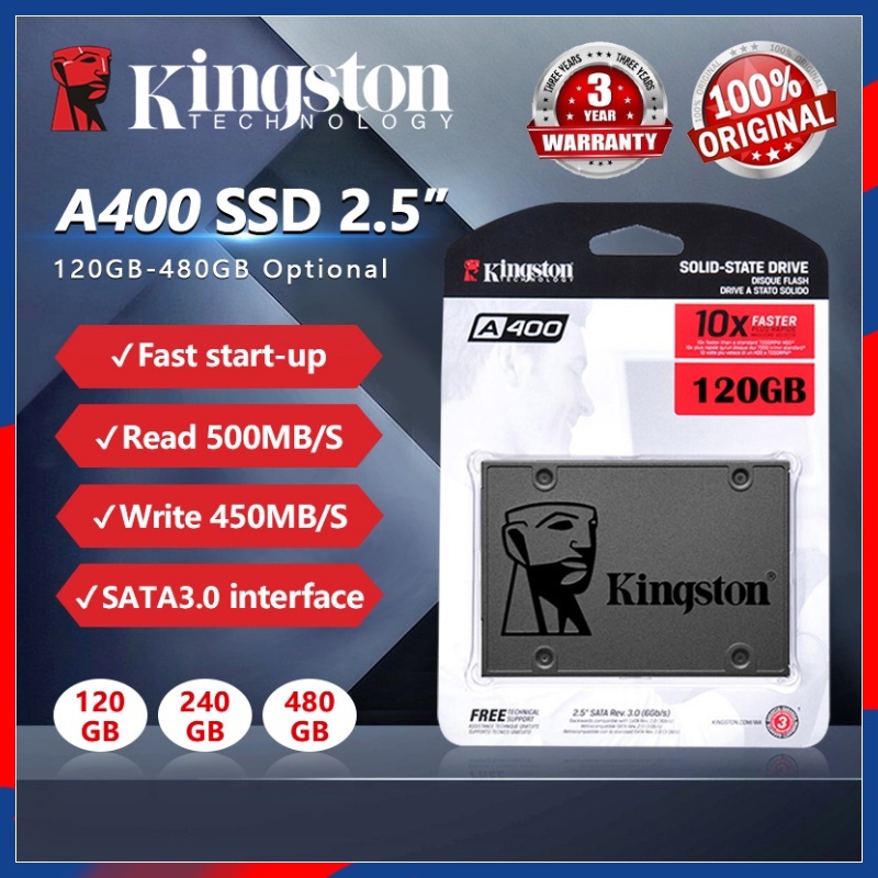 SSD Kingston A400 Acionamento De Sabor Sólido SATA 3 120GB 240GB 480GB 960GB Para Notebook Desktop