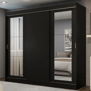 Guarda-Roupa Casal Madesa Kansas 3 Portas de Correr com Espelhos 3 Gavetas em Oferta na Shopee