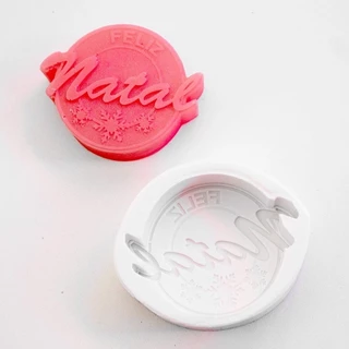 Molde de Silicone - Feliz Natal com Flocos