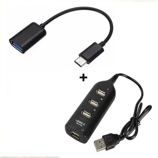 Kit Mobilador Hub Usb 4 Portas + Adaptador Usb Otg Tipo C Expansor Usb P/ Teclado em Oferta na Shopee