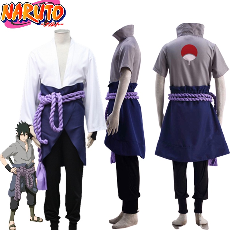 Compre Conjunto completo de fantasia de cosplay de uchiha sasuke