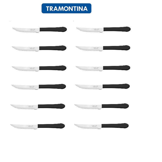 kit 12 Facas de Serra De Mesa Inox Tramontina Leme Cores