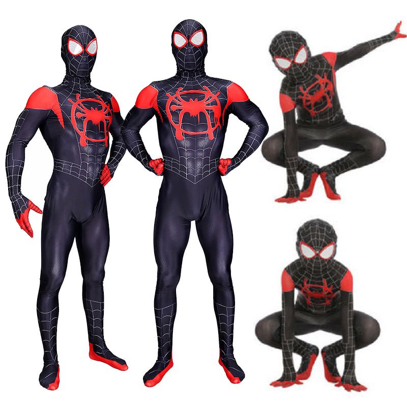 Traje Cosplay Milhas Morales Do Homem Aranha Para Adultos E Crianças