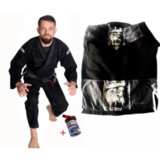 Kimono Jiu Jitsu Trançado reforçado profissional 50% Forrado Leão King Pezom e Faixa