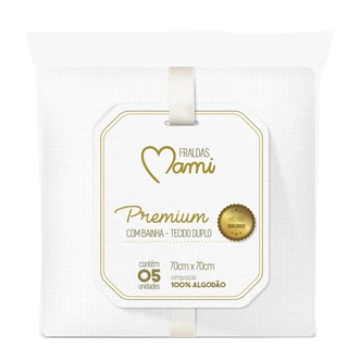 Fralda Premium Mami Com Bainha Branca # A MELHOR FRALDA DO BRASIL # 70Cm X 70Cm Contem 05