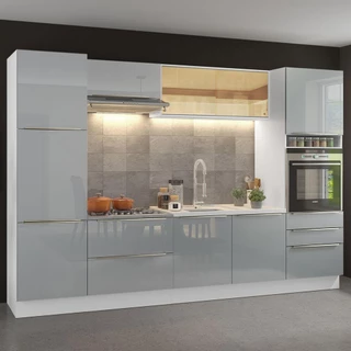 Cozinha Completa Madesa Lux com Armário e Balcão - Branco/Cinza em Oferta na Shopee