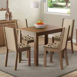Conjunto Sala de Jantar Cíntia Madesa Mesa Tampo de Madeira 4 Cadeiras - Rustic/Crema/Bege Marrom em Oferta na Shopee