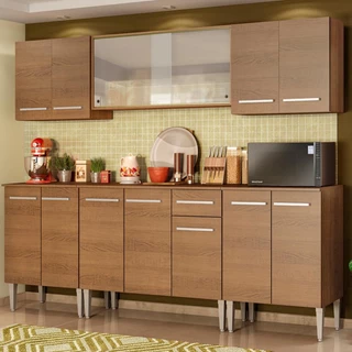 Cozinha Completa Madesa Emilly Wind com Balcão e Armário Aéreo em Oferta na Shopee