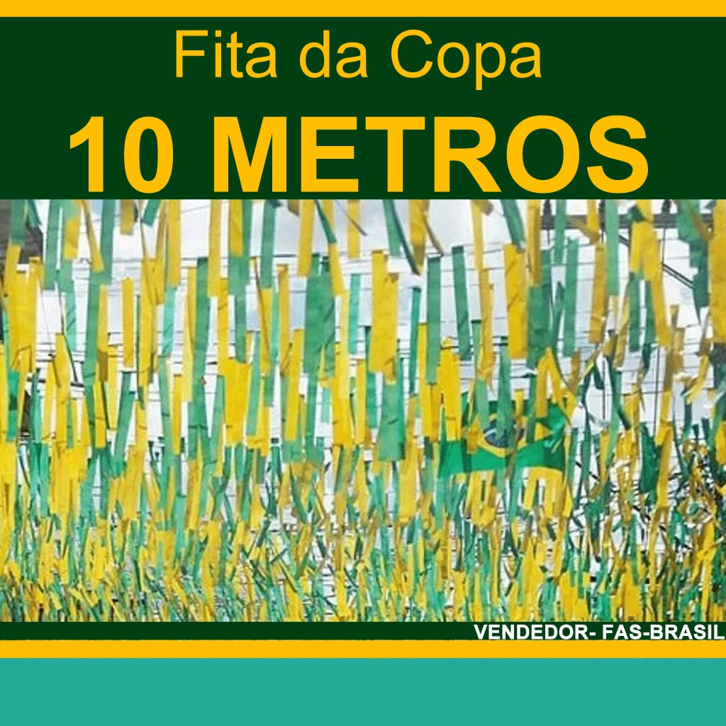 10 METROS - Decoração Copa Do Mundo - Enfeite de Rua - Varal de Fitas Verde e Amarelo em Oferta na Shopee