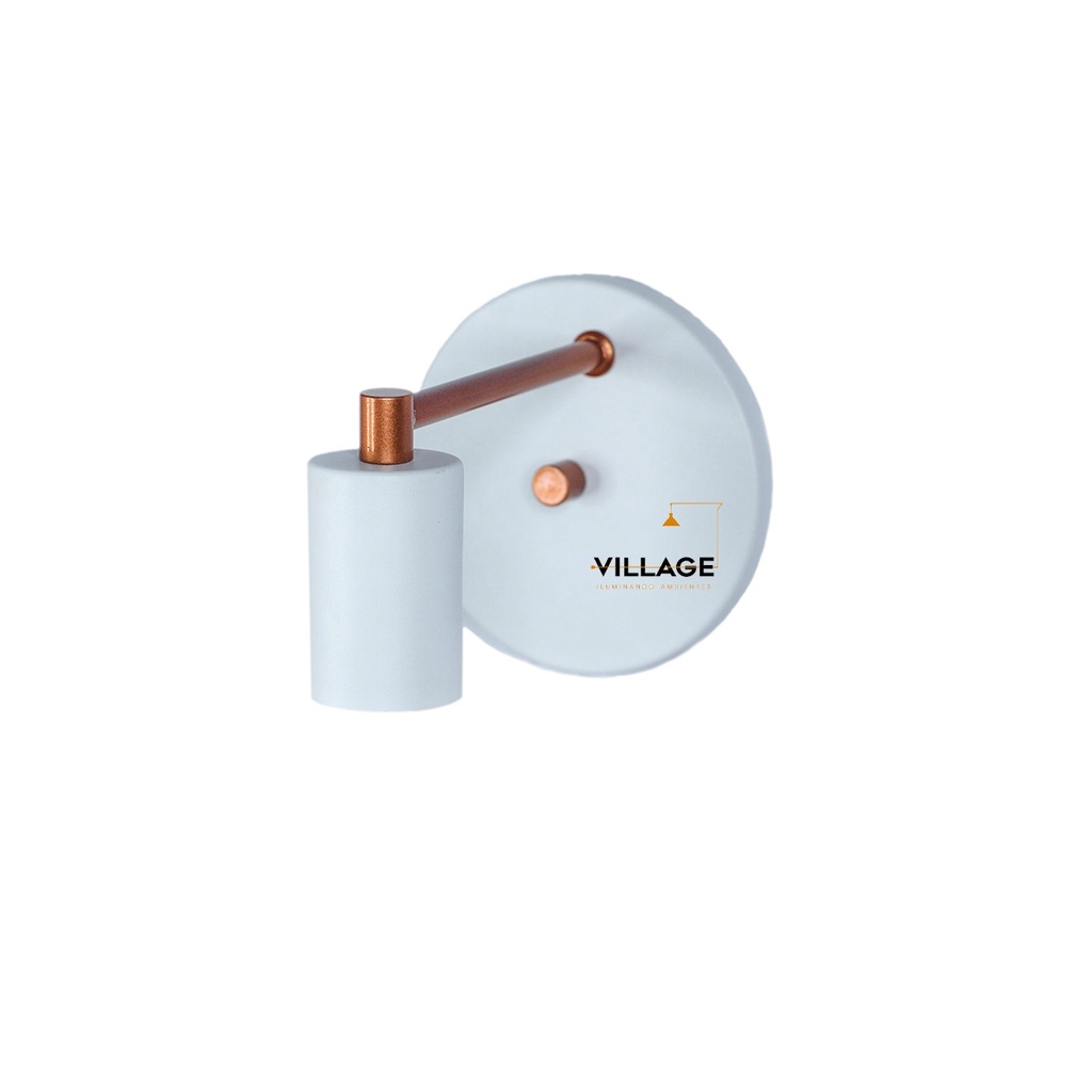 Arandela Retrô Industrial Parede Cabeceira Lavabo Garagem - Branco com cobre