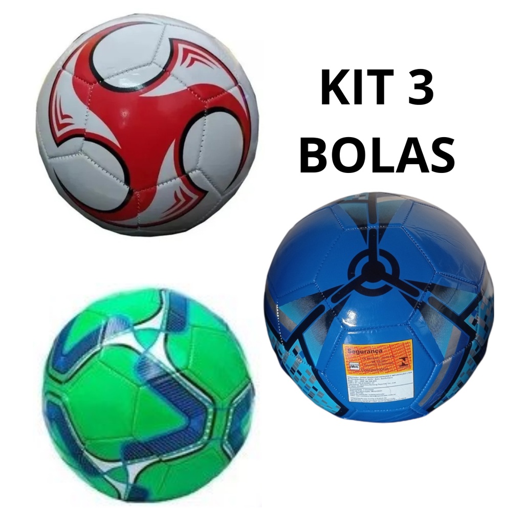 Kit 3 bolas de futebol campo ar livre brinquedo para criança jogar