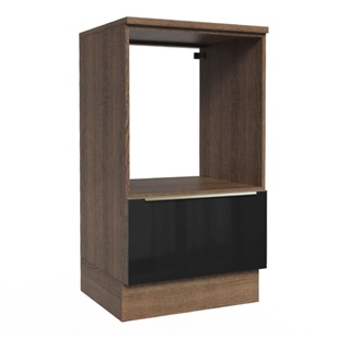 Balcão para Forno e Micro-Ondas Madesa Lux 60 cm 1 Porta (Com Tampo) - Rustic/Preto