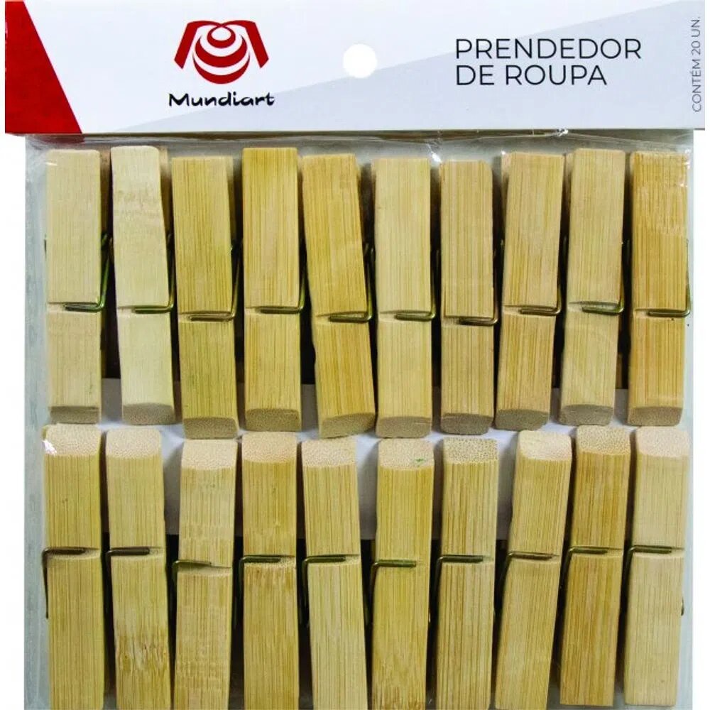 Pregador/Prendedor de Bambu - 20 UN - Mundiart | Shopee Brasil