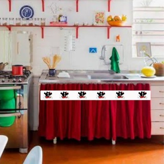 Cortina para Decoração de Pia ou Janela Mickey e Minnie Abraçados Vermelho 1.40x0.80