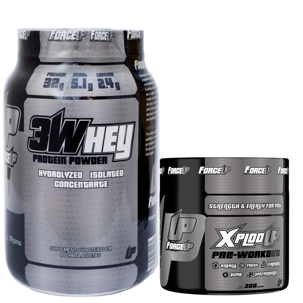 Kit Whey Protein Isolado 3w 907g Force Up Pre Treino Xplod Up Pre