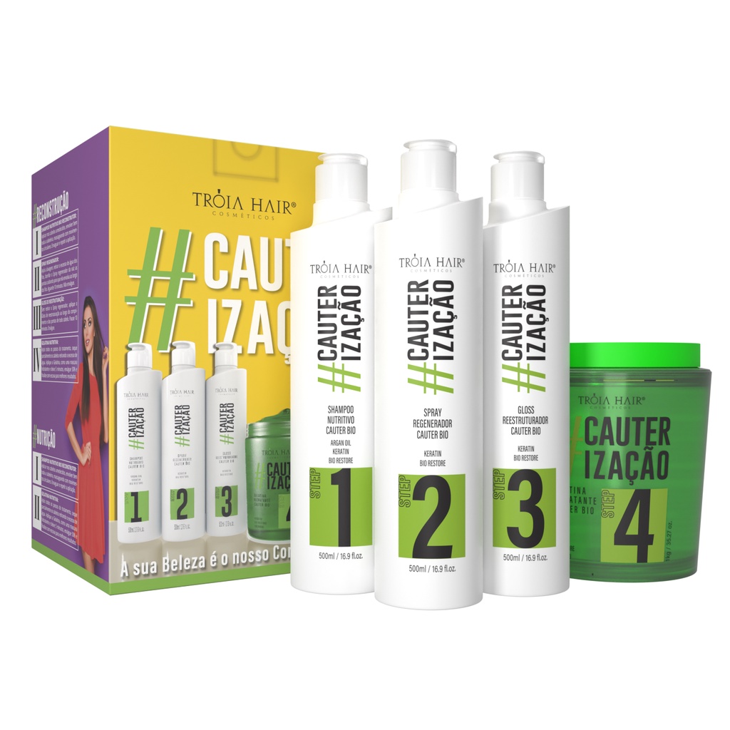 Kit Cauterização Capilar Completo com 4 Passos Troia Hair ...