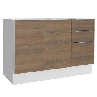 Balcão de Pia Madesa Stella 2 Portas e 3 Gavetas - Branco/Rustic em Oferta na Shopee