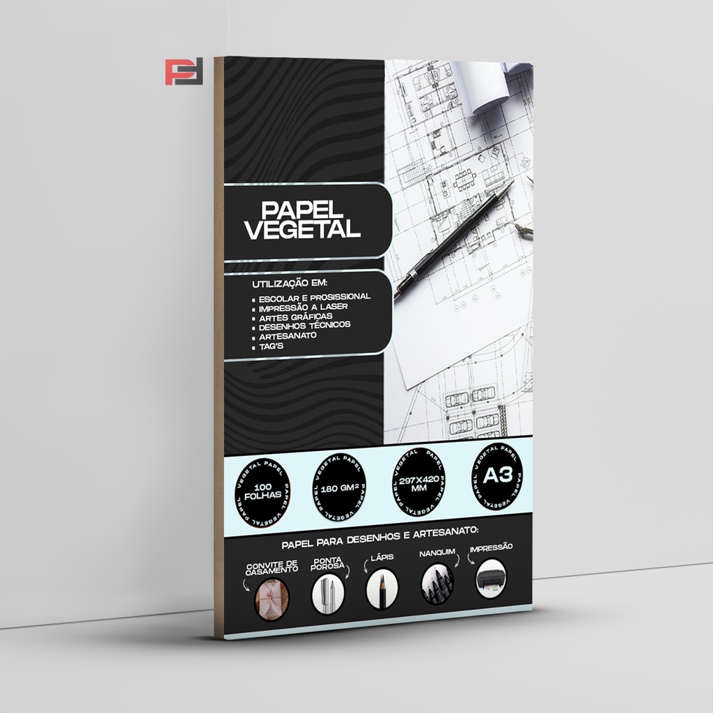 Papel Vegetal A3 180 gramas com 100un