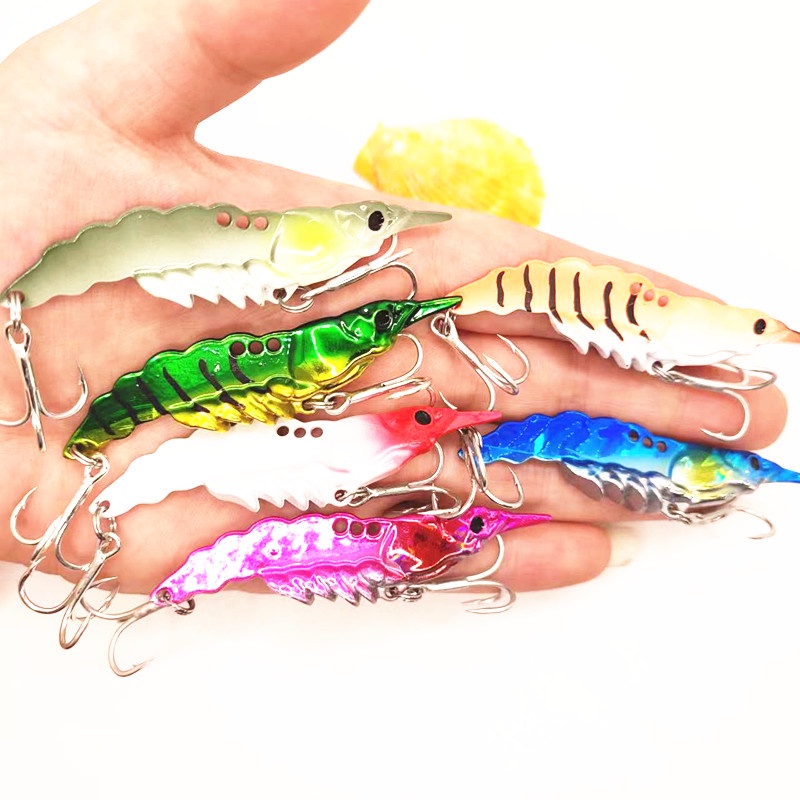 Shengyao Isca Biônica De Pesca Metálica VIB Gig Shrimp Hard Bait Umpan Memancing Tiruan Udang De Fundição Jigging Artificial Crank Wobbler Rotativo